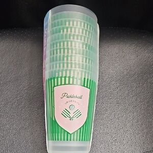 Green Pickle Ball Striped Tumbler Set Of 10